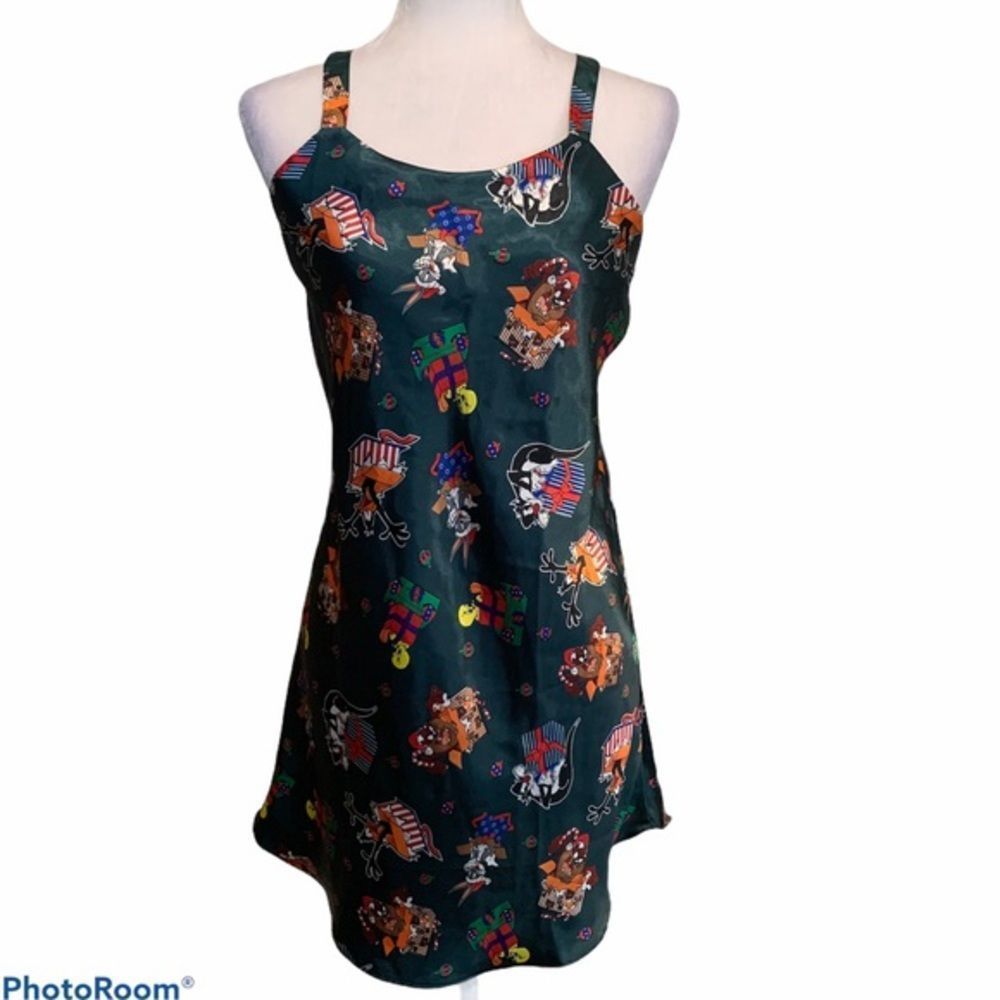 Vintage Looney Tunes Nightgown Satin Christmas